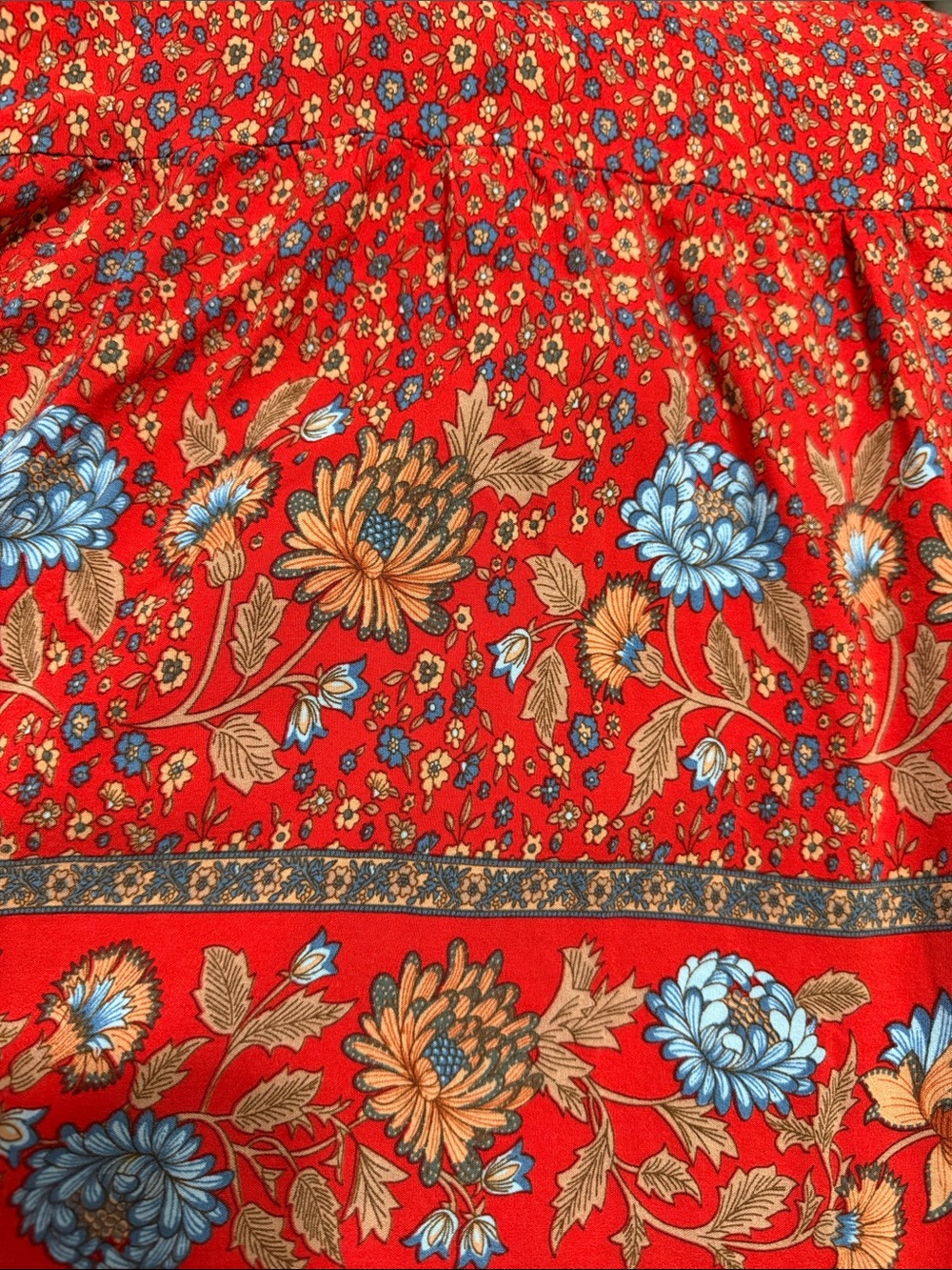NATURAL LIFE Red & Blue Floral Wide-Leg Spaghetti-Strap Boho Jumpsuit, Size S. - Picture 8 of 14